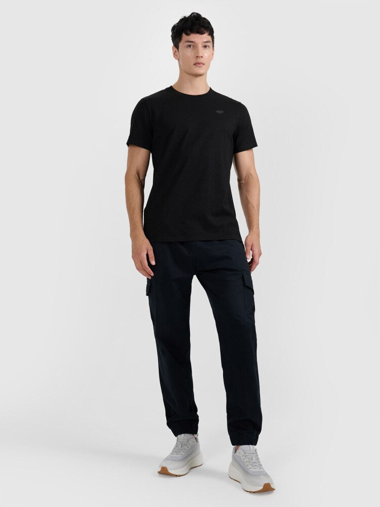 T-shirt regular gładki męski (2-pack) - czarny