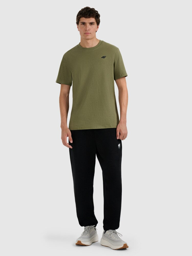 T-shirt regular gładki męski - czarny