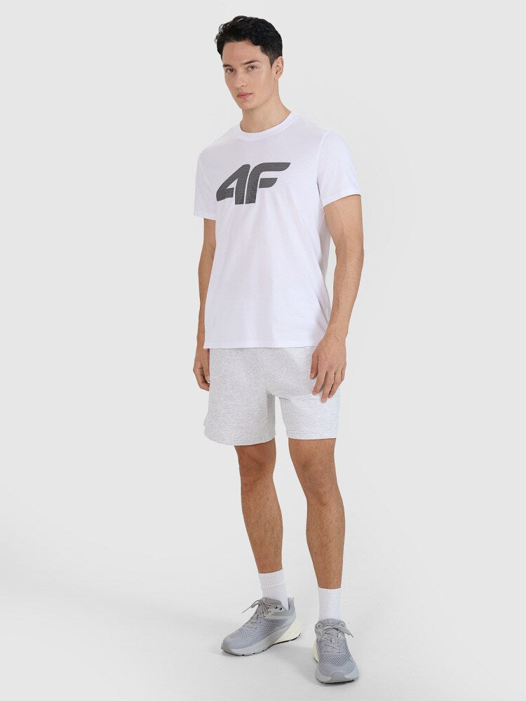 T-shirt regular z nadrukiem męski - biały