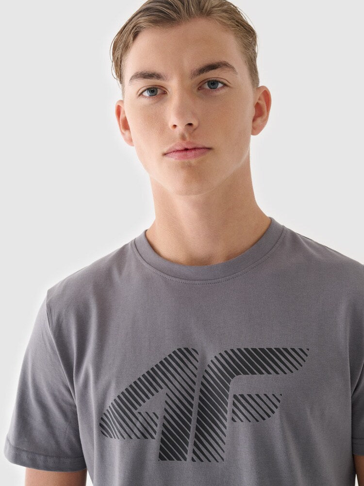 T-shirt regular z nadrukiem męski - biały