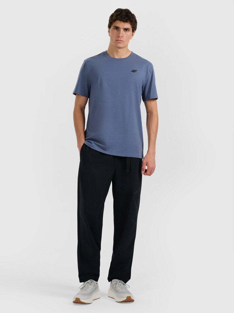 T-shirt regular gładki męski - czarny