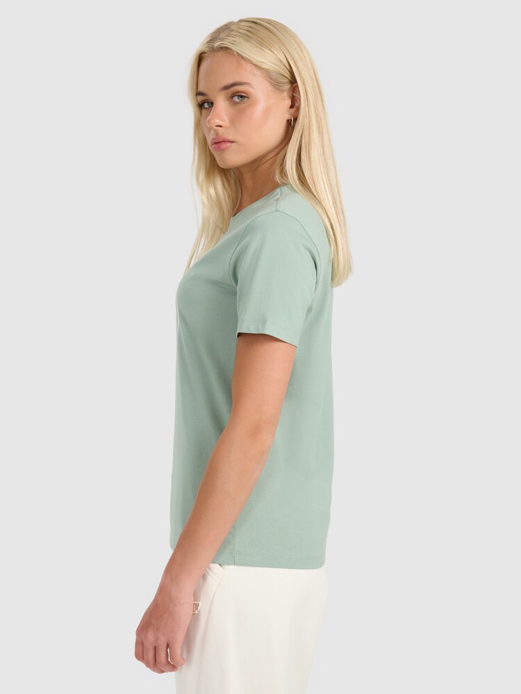 T-shirt regular z nadrukiem damski - zielony