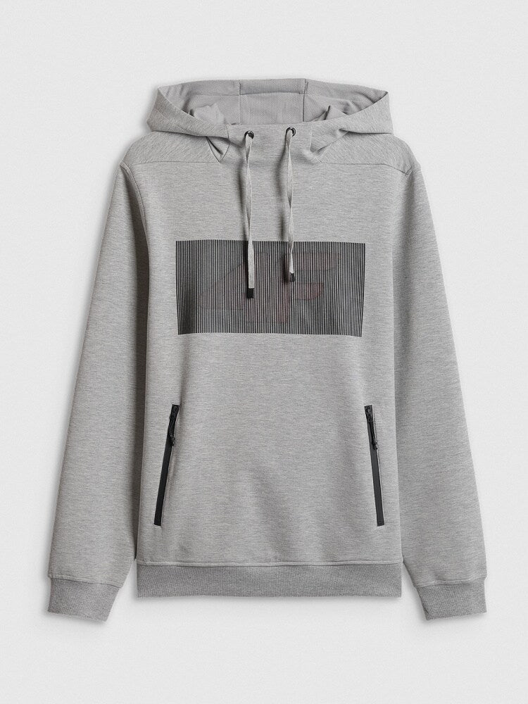 Bluza dresowa regular z kapturem męska - granatowa