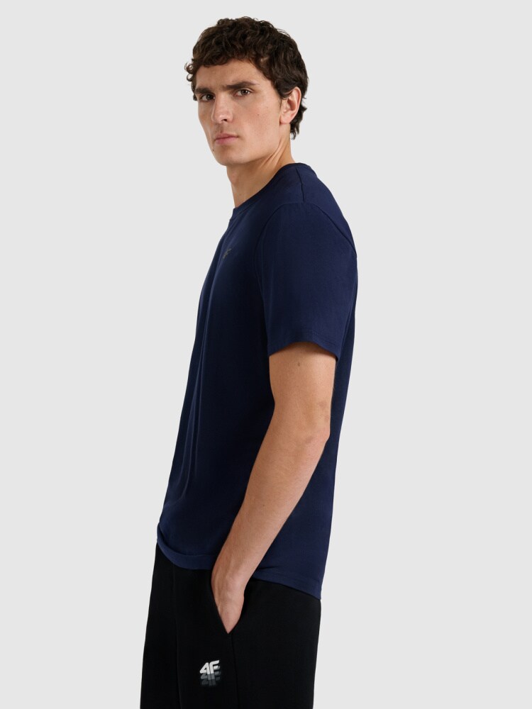 T-shirt regular gładki męski - czarny