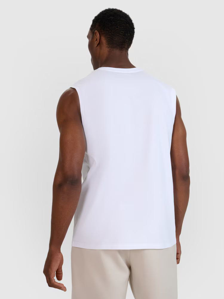 Tank top regular gładki męski - biały