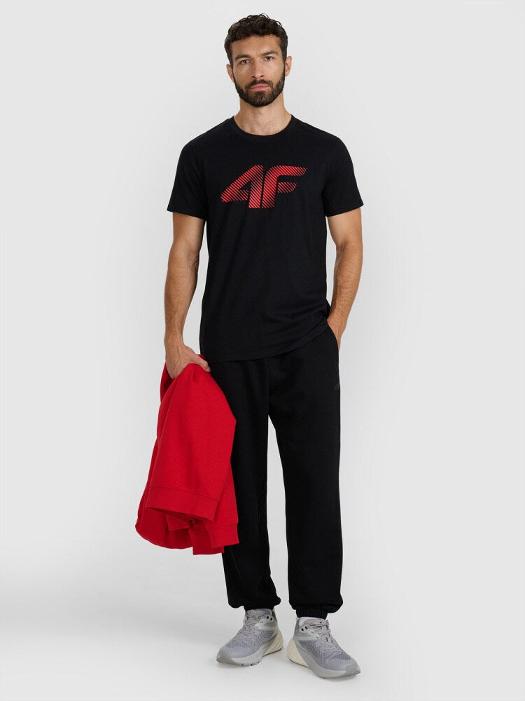 T-shirt regular z nadrukiem męski - biały