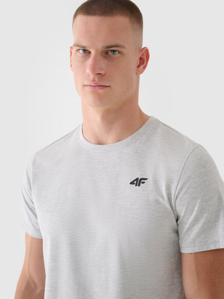 T-shirt regular gładki męski - szary