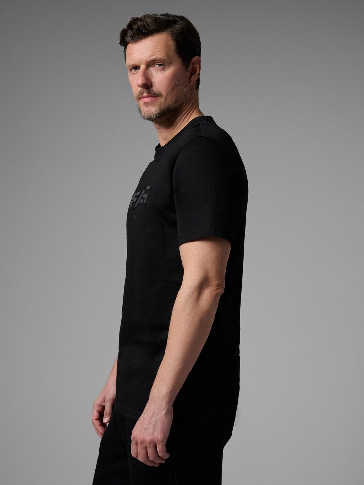 T-shirt regular z nadrukiem męski 4FIVO x Robert Lewandowski - czarny