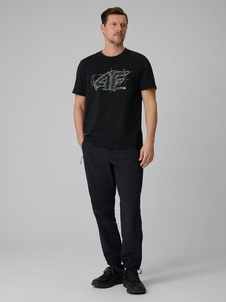 T-shirt regular z nadrukiem męski - czerwony