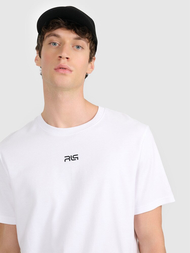 T-shirt regular z nadrukiem męski 4FIVO x Robert Lewandowski - biała