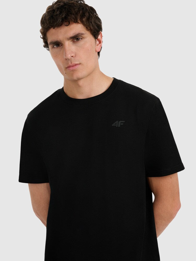 T-shirt regular gładki męski - czarny