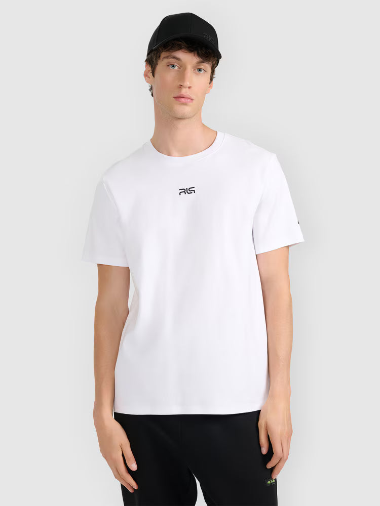 T-shirt regular z nadrukiem męski 4FIVO x Robert Lewandowski - biała