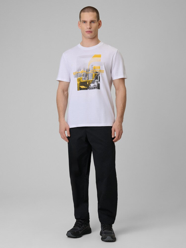 T-shirt regular z nadrukiem męski - czarny