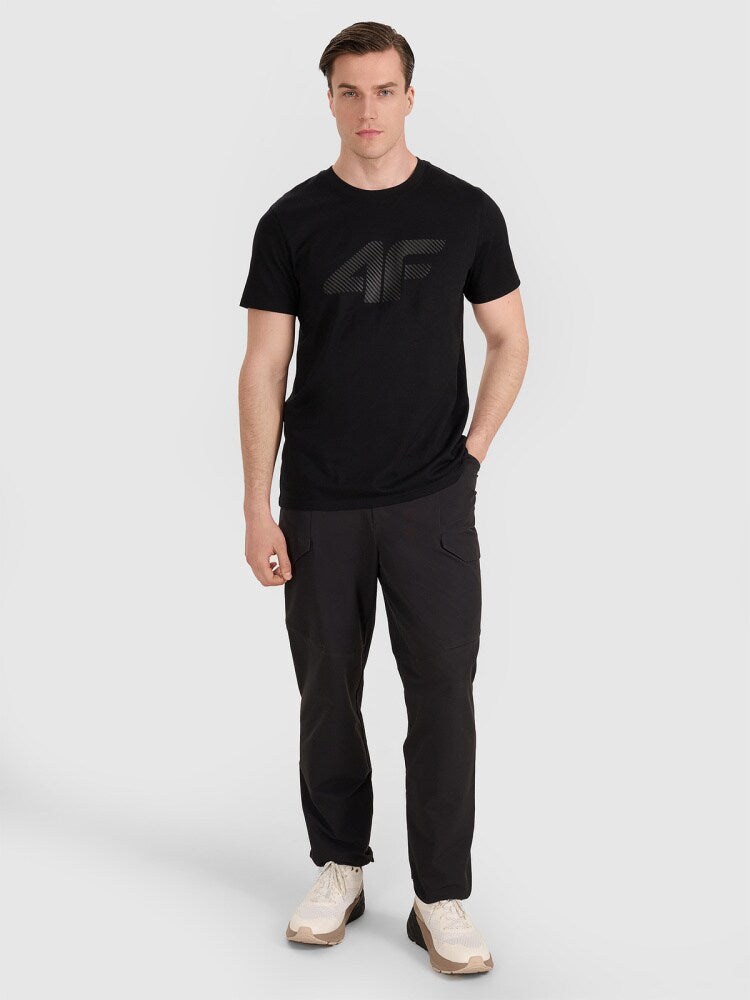 T-shirt regular z nadrukiem męski - biały