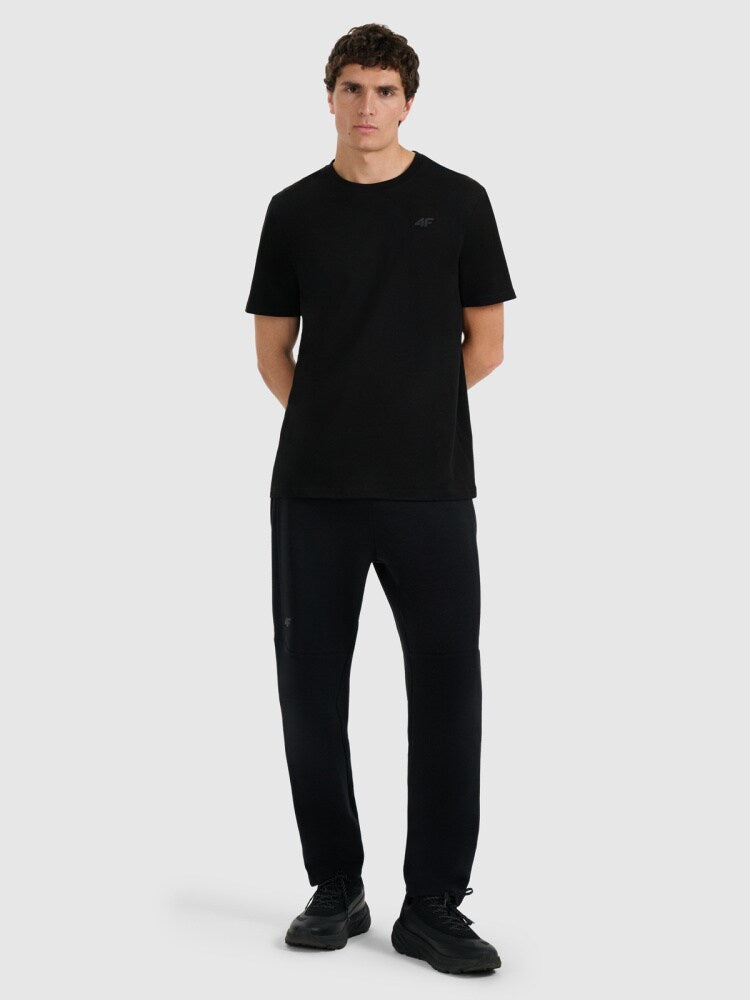 T-shirt regular gładki męski - czarny