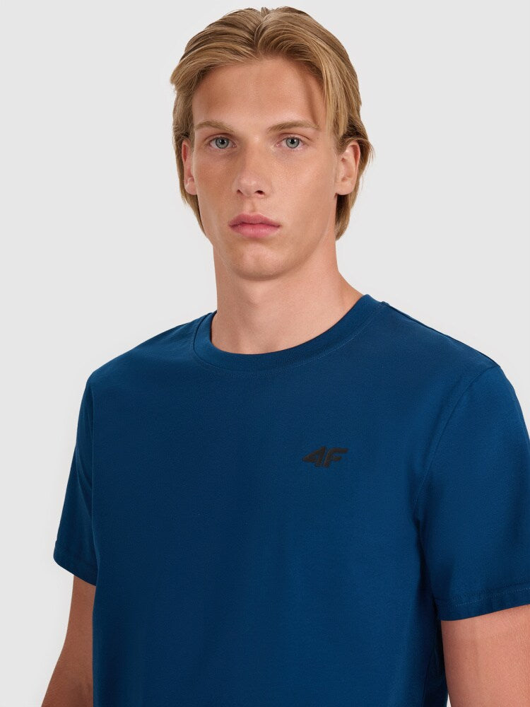 T-shirt regular gładki męski - szary