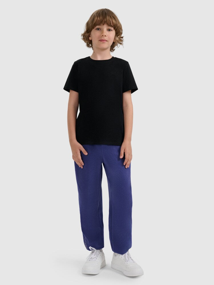 T-shirt regular gładki chłopięcy - czarny