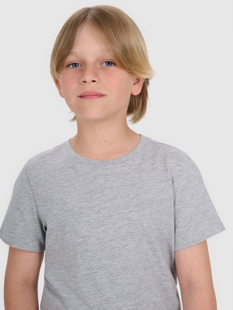 T-shirt regular gładki chłopięcy - czarny