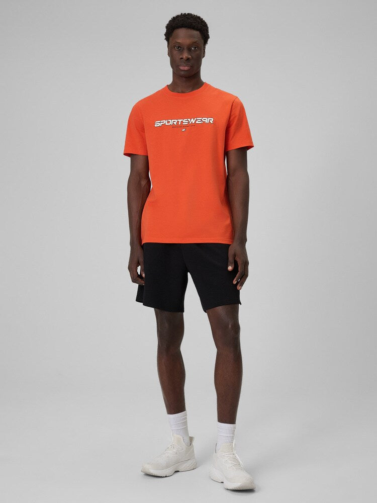 T-shirt regular z nadrukiem męski - niebieski