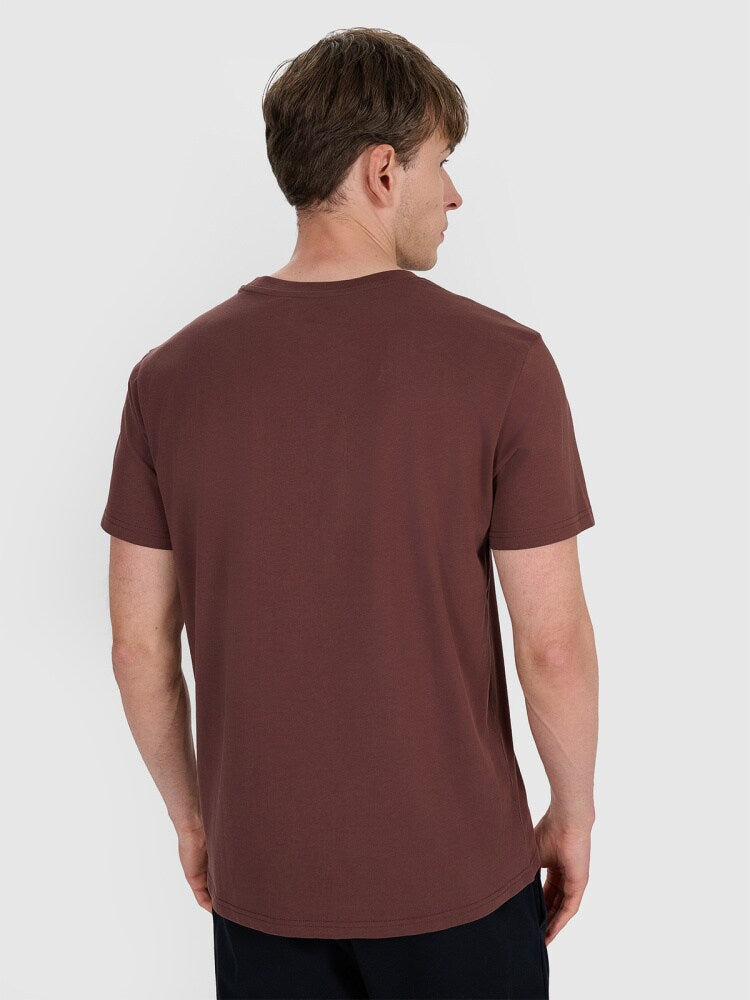 T-shirt regular z nadrukiem męski - szary