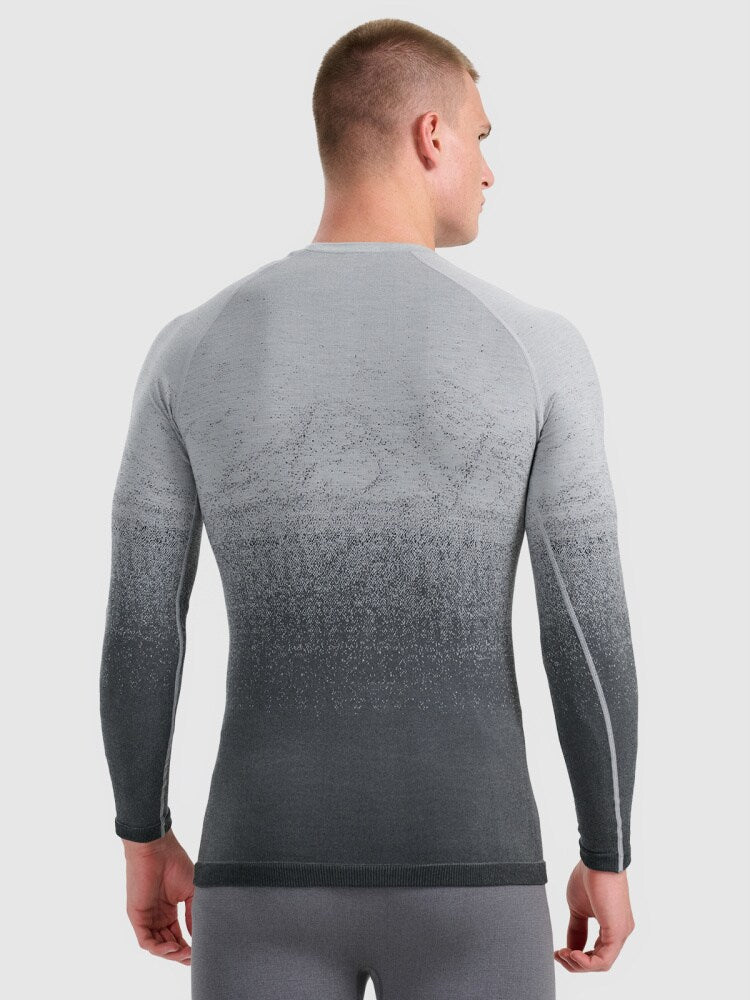 Bielizna termoaktywna bezszwowa z wełną merino (góra) męska - szara