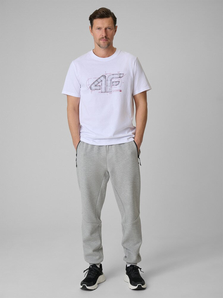 T-shirt regular z nadrukiem męski - czerwony