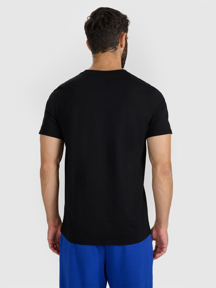 T-shirt regular z nadrukiem męski - czarny
