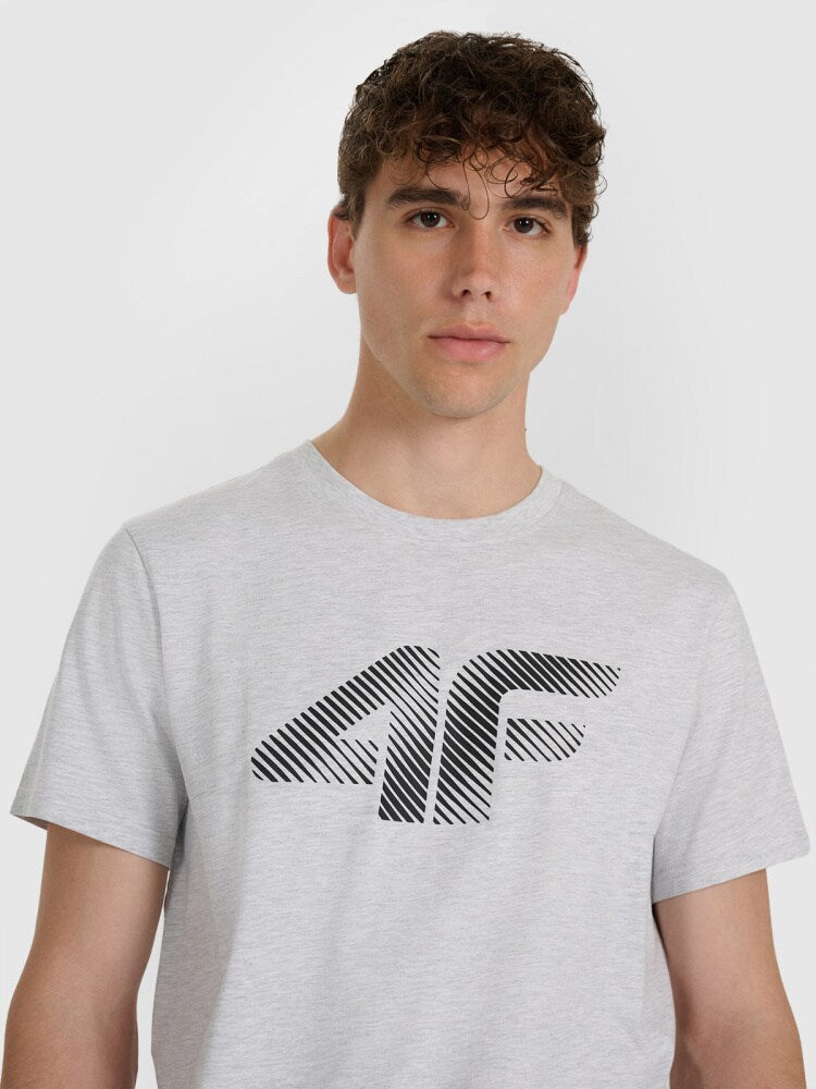 T-shirt regular z nadrukiem męski - biały