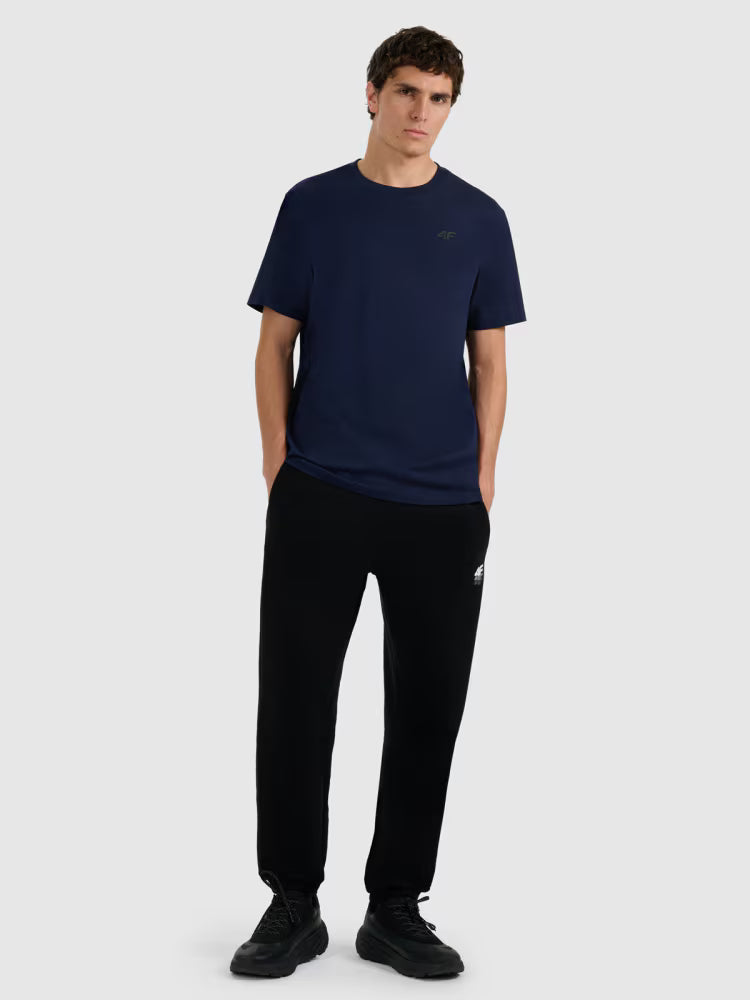 T-shirt regular gładki męski - czarny