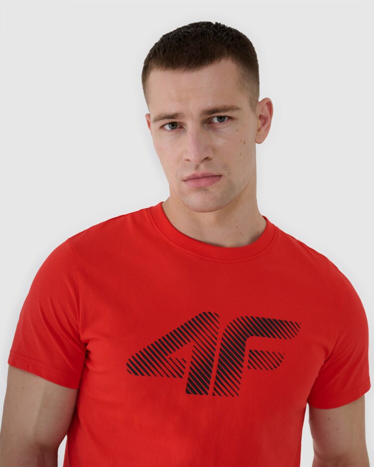 T-shirt regular z nadrukiem męski - biały