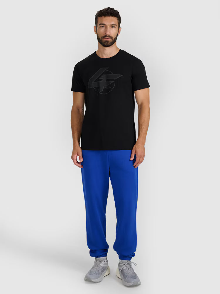 T-shirt regular z nadrukiem męski - czarny