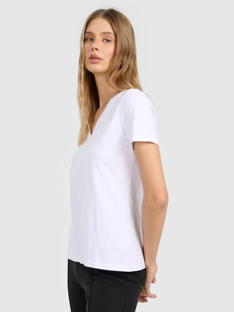 T-shirt regular gładki damski - czarny