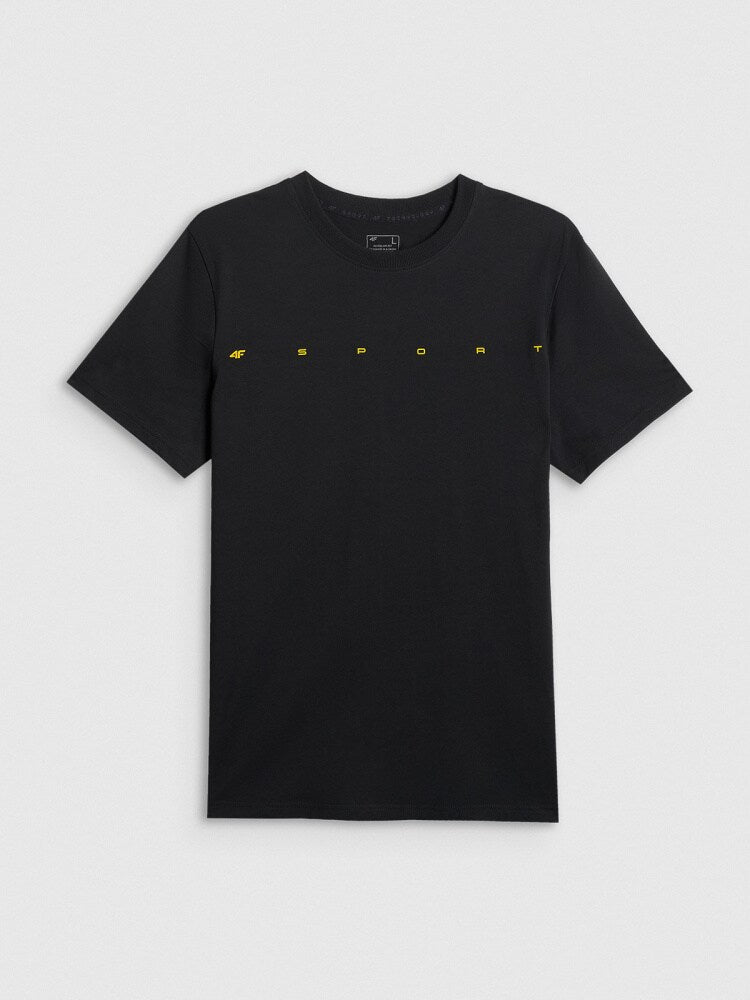 T-shirt regular z nadrukiem męski - czarny