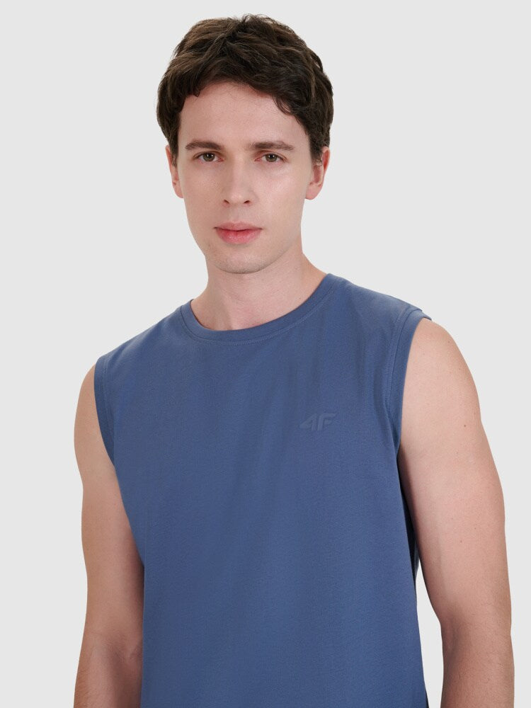 Tank top regular gładki męski - biały