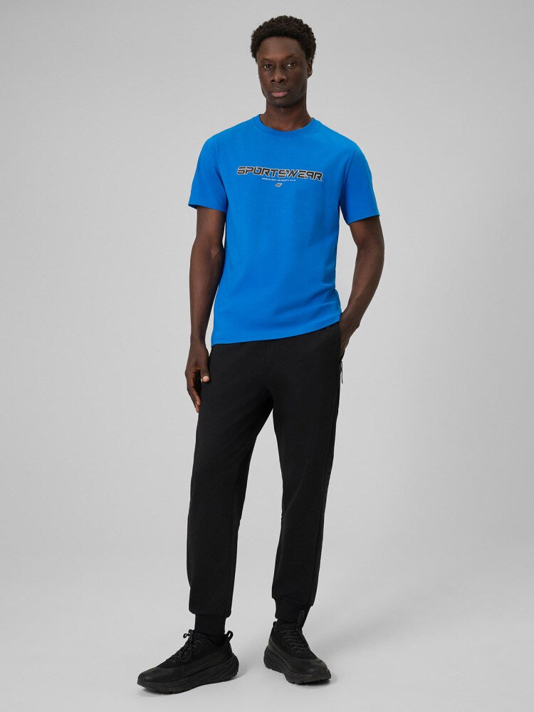 T-shirt regular z nadrukiem męski - niebieski