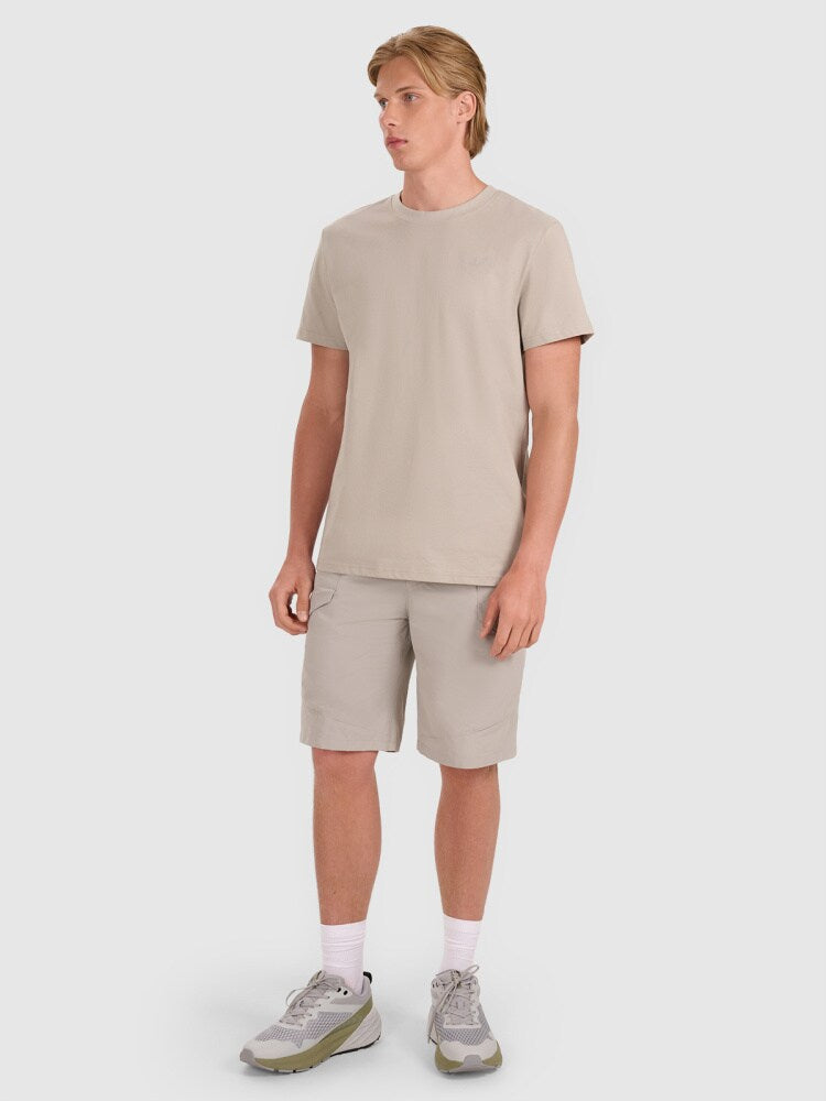 T-shirt regular gładki męski - beżowy