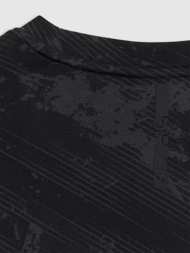 T-shirt regular z nadrukiem męski 4FIVO x Robert Lewandowski - czarny