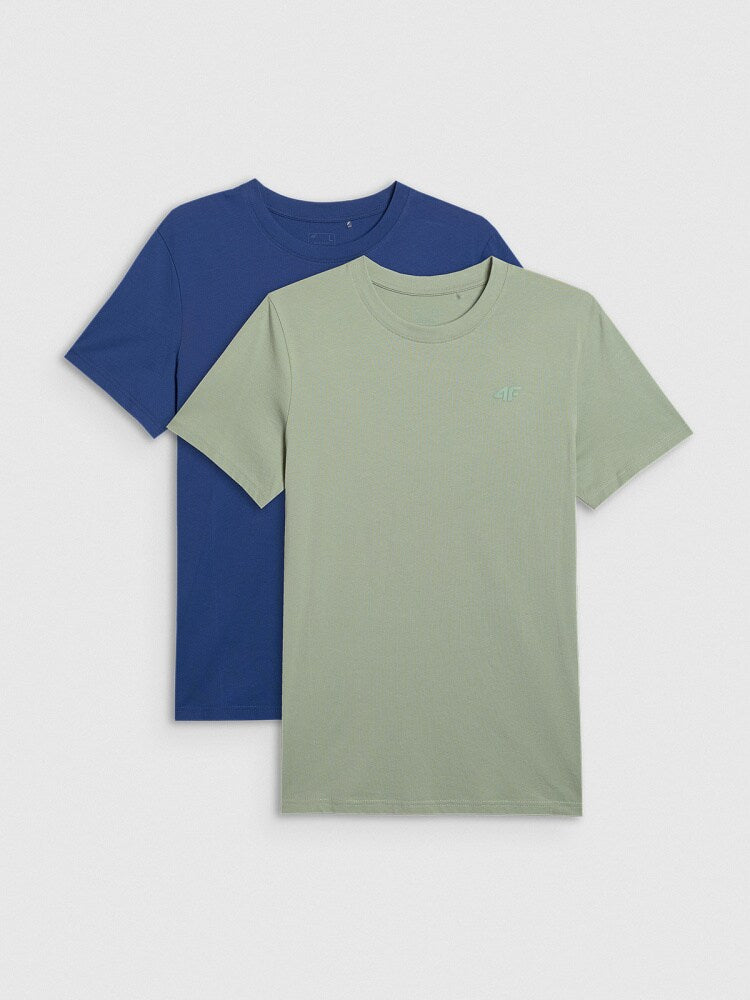 T-shirt regular gładki męski (2-pack) - czarny