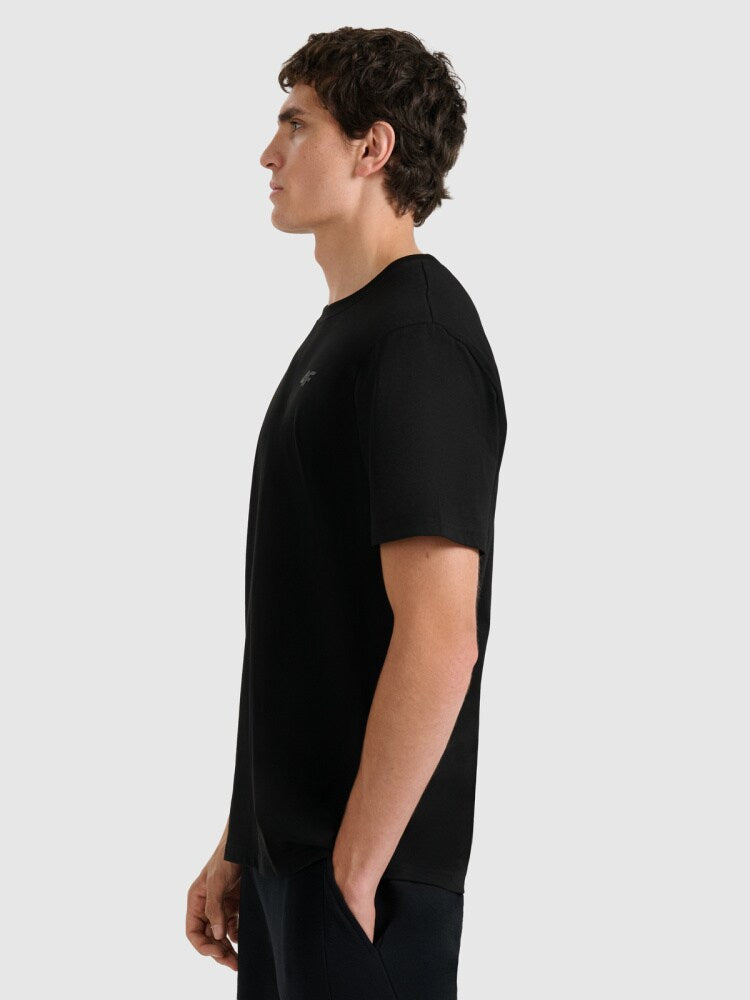 T-shirt regular gładki męski - czarny