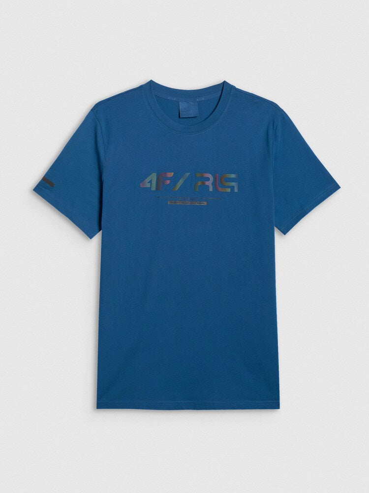 T-shirt regular z nadrukiem męski 4FIVO x Robert Lewandowski - czarny
