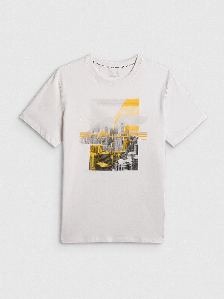 T-shirt regular z nadrukiem męski - czarny