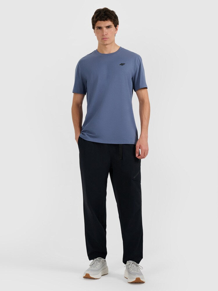 T-shirt regular gładki męski - czarny