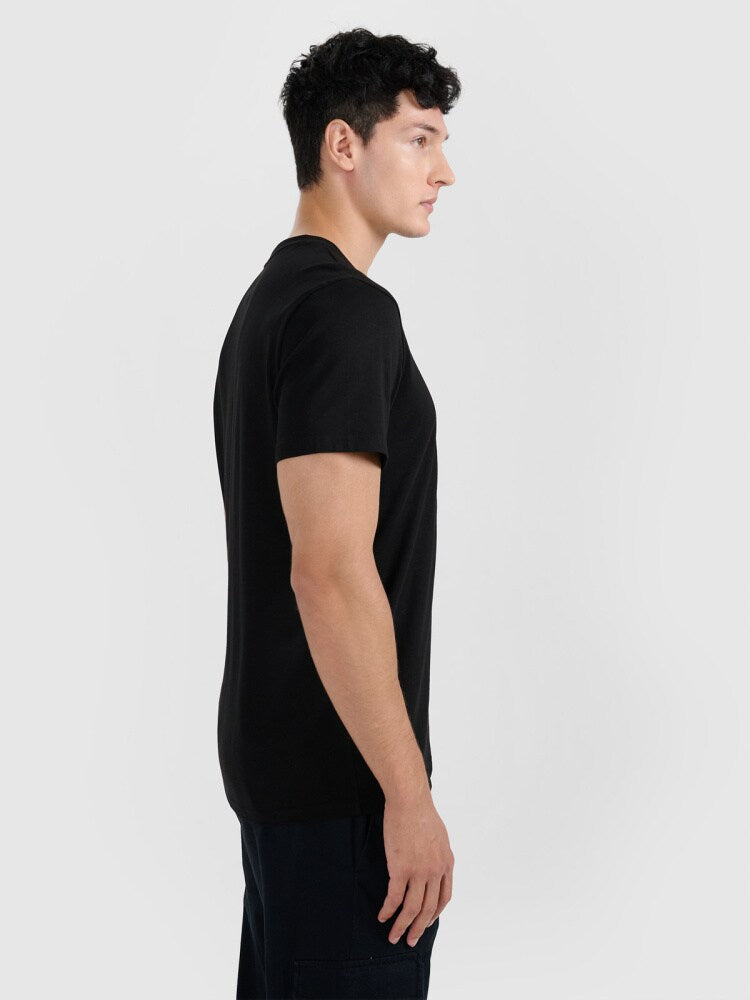 T-shirt regular gładki męski (2-pack) - czarny