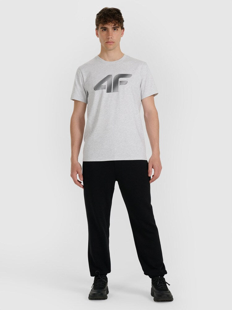 T-shirt regular z nadrukiem męski - biały