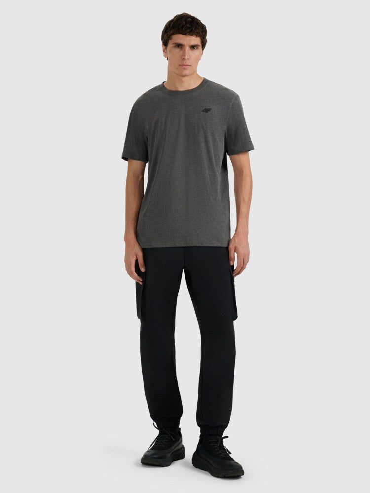 T-shirt regular gładki męski - czarny