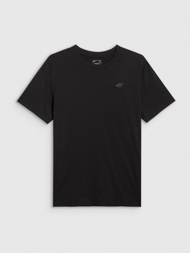 T-shirt regular gładki męski - czarny