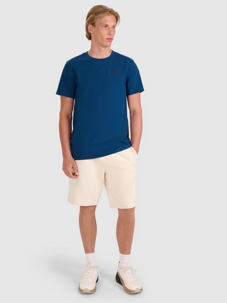 T-shirt regular gładki męski - szary
