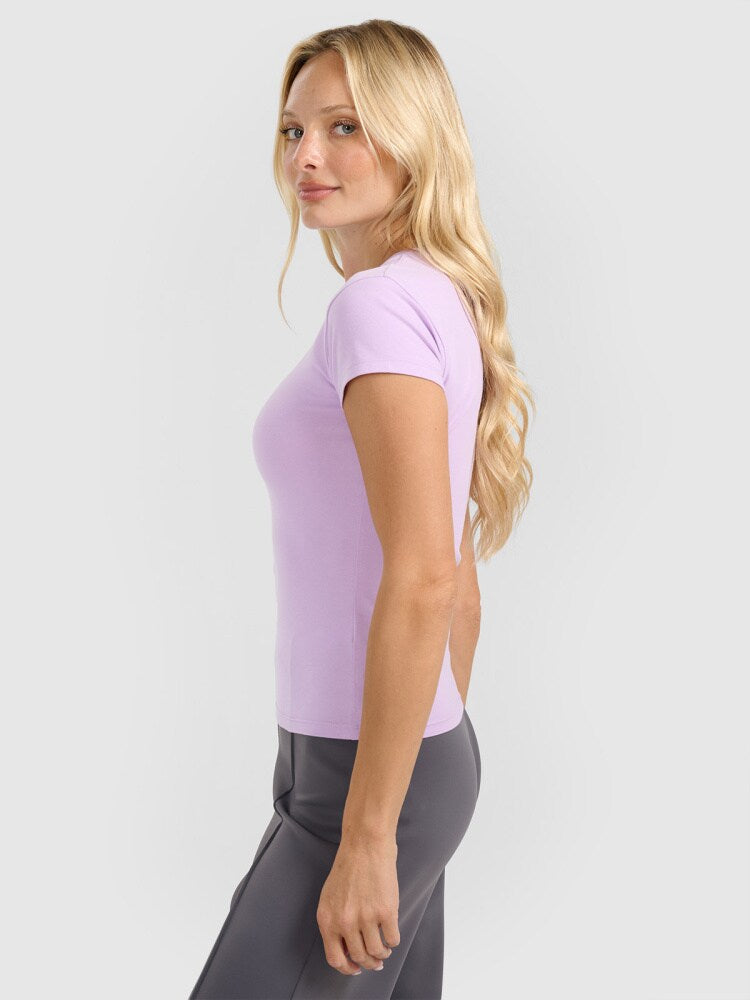 T-shirt slim gładki damski - biały