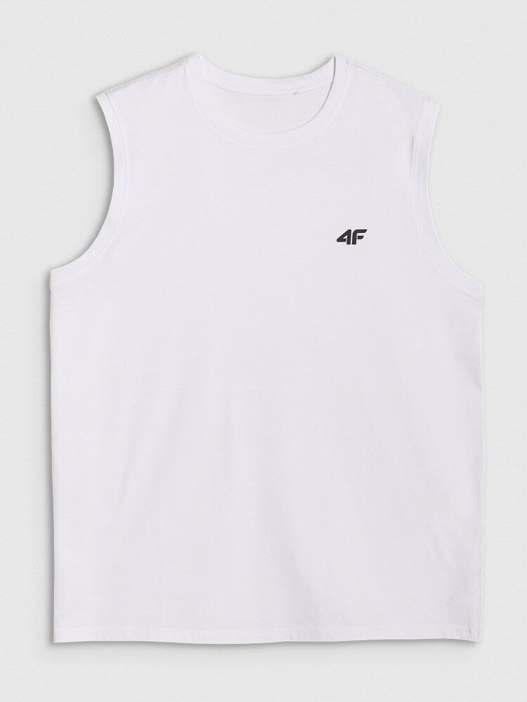 Tank top regular gładki męski - biały