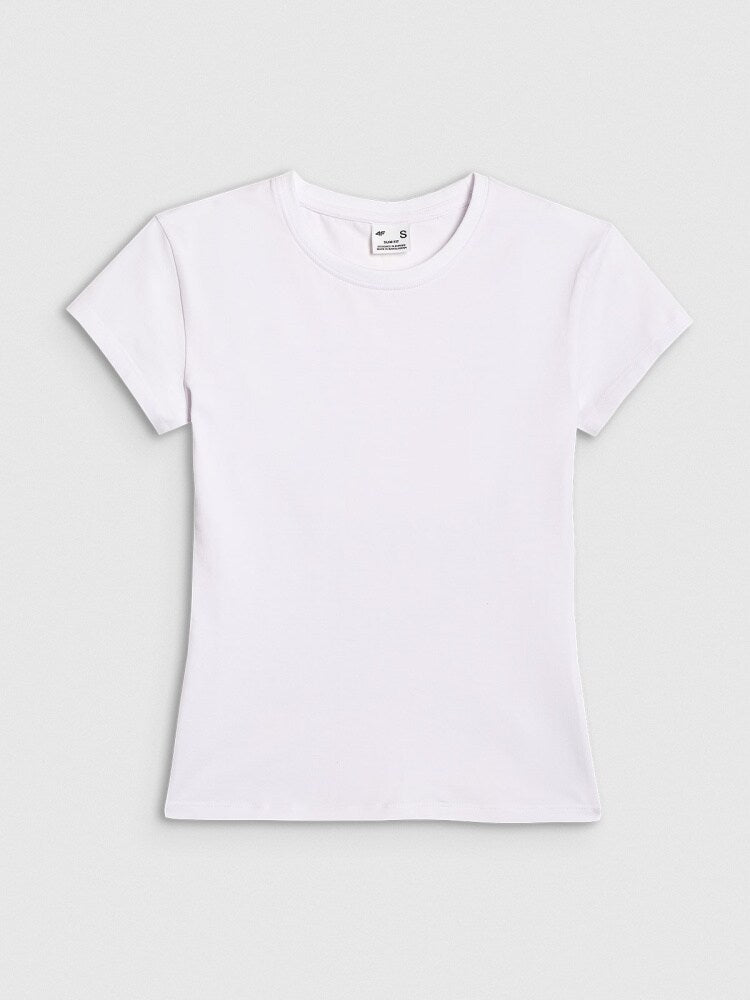 T-shirt slim gładki damski - biały